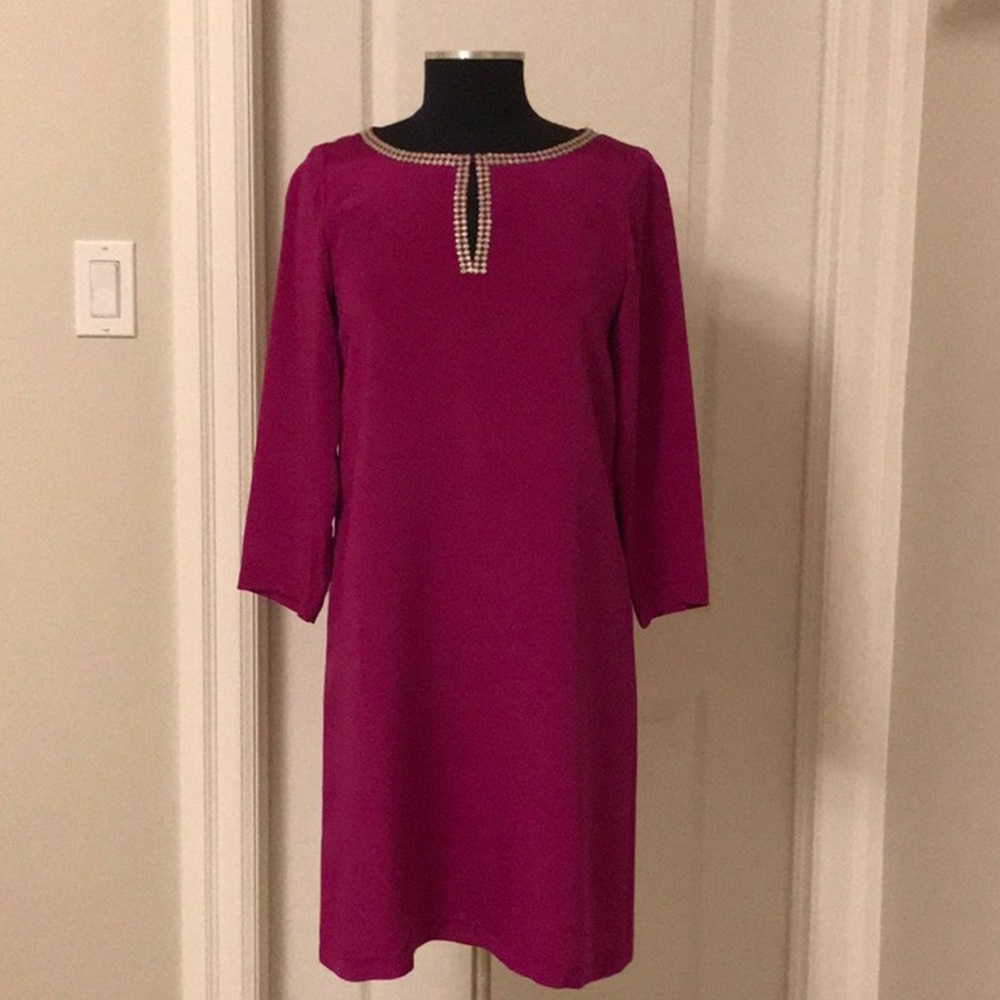 TARA JARMON Fuchsia Silk Dress - Picture 2 of 9